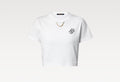 Louis Vuitton 1AHX84,LV 1AHX84,Louis Vuitton embroidered signature crop top,Louis Vuitton embroidered signature t-shirt,LV wh