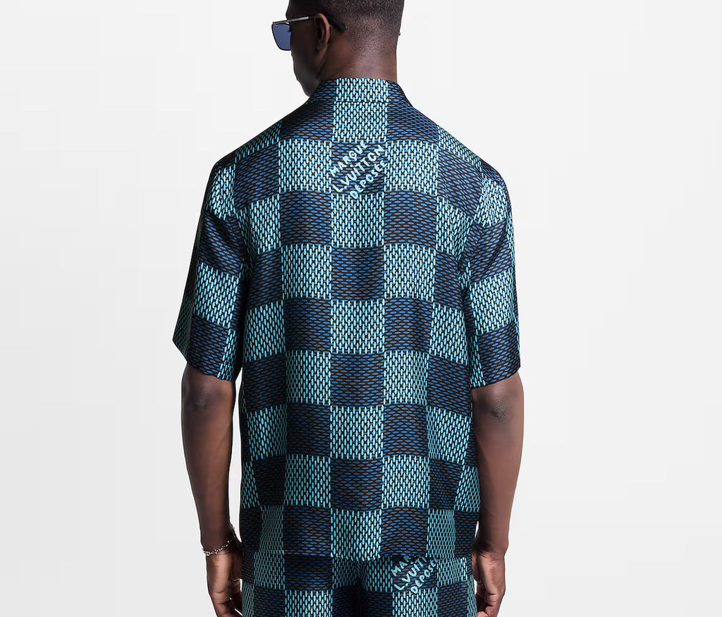 Louis Vuitton 1AHVXV,LV 1AHVXV,Louis Vuitton Damier short sleeved silk shirt,LV shirt sleeved shirt,LV checkered shirt,Louis