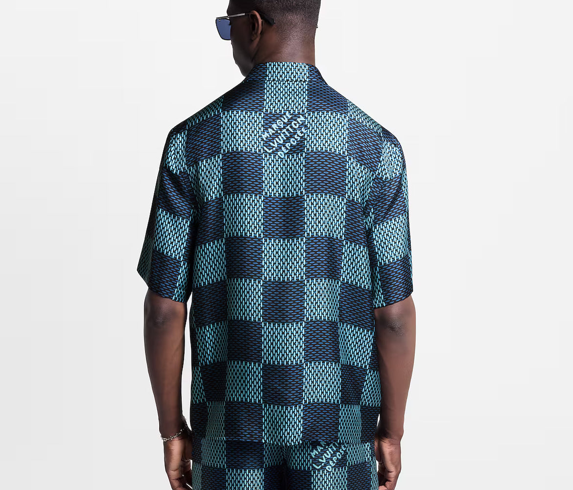 Louis Vuitton 1AHVXV,LV 1AHVXV,Louis Vuitton Damier short sleeved silk shirt,LV shirt sleeved shirt,LV checkered shirt,Louis