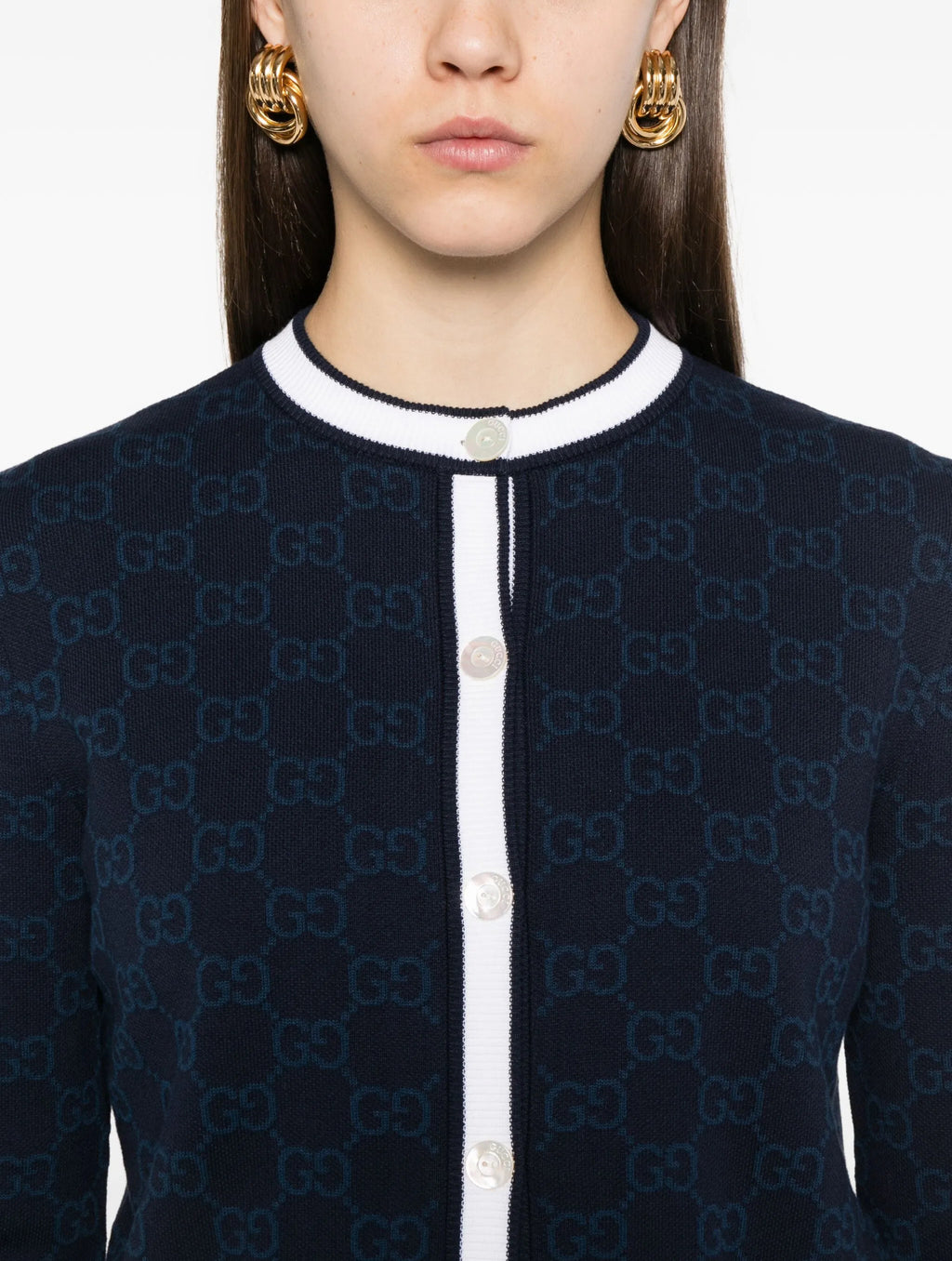 Winniemodo,Winnie modo,Gucci 836304 XKE0P, Gucci GG pattern buttoned cardigan,Gucci cardigan,Gucci cardigan sale,Gucci monogr