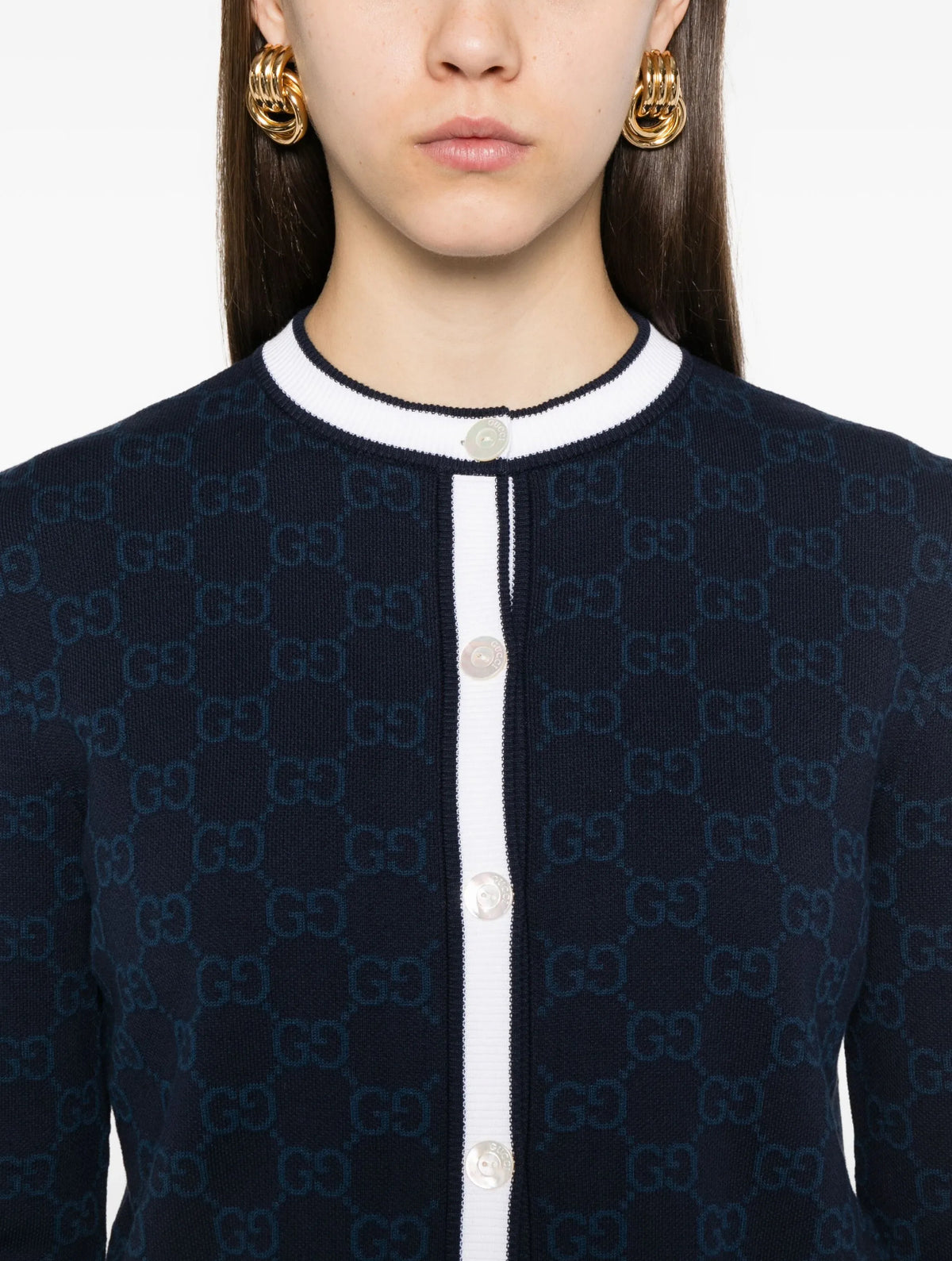 Winniemodo,Winnie modo,Gucci 836304 XKE0P, Gucci GG pattern buttoned cardigan,Gucci cardigan,Gucci cardigan sale,Gucci monogr