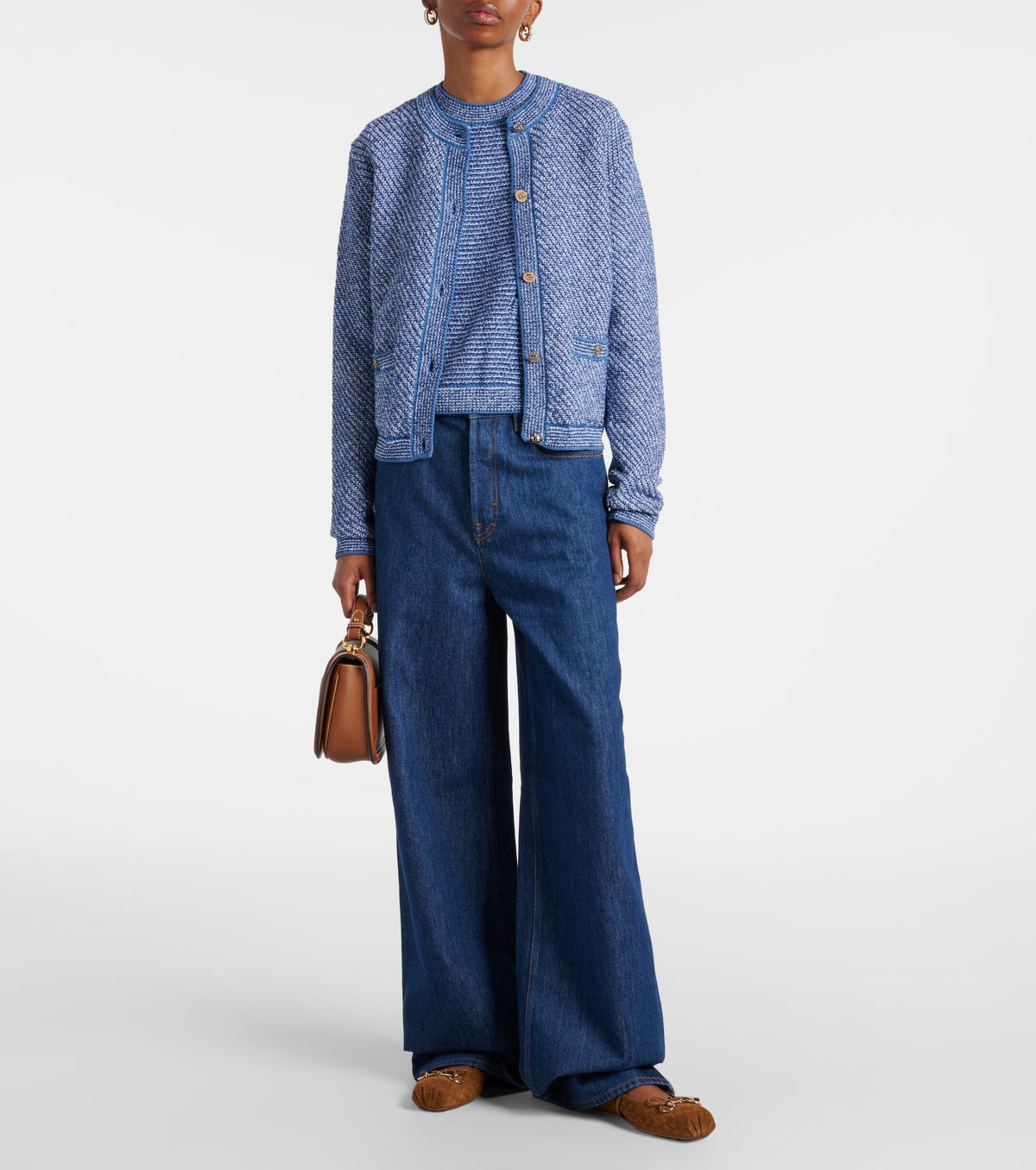 Winniemodo,Winnie modo,Gucci 818647 XKENS,Gucci double G knitted blend top,Gucci knit top,Gucci knit top blue,Gucci top,Gucci