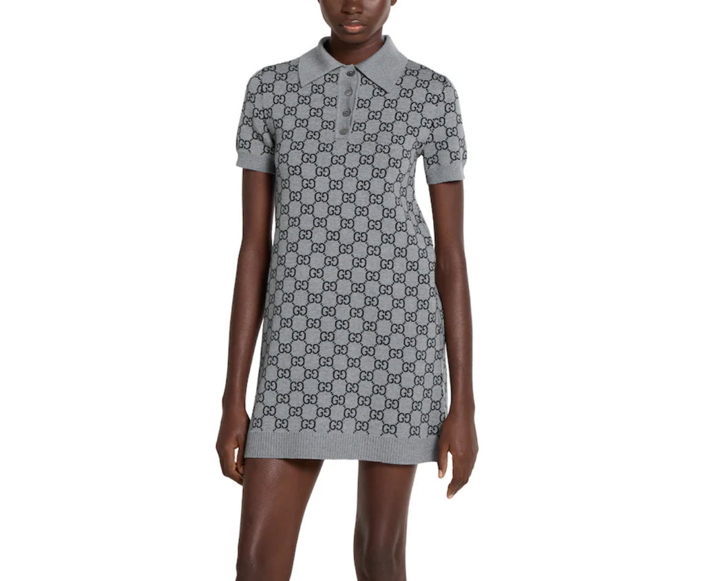 Winniemodo,Winnie modo,Gucci 836164 XKEJP,Gucci GG wool polo dress,Gucci polo dress,Gucci polo dress sale,Gucci wool grey pol
