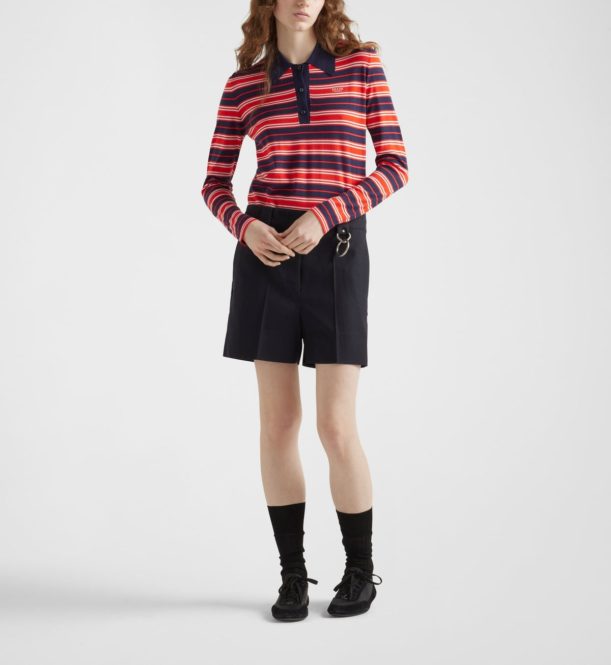 Prada P24P2DSOOO16VJ,Prada striped polo shirt,Prada striped red polo shirt,Prada striped womens polo shirt,Prada womens polo