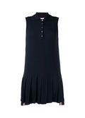 Thom Browne RWB stripe sleeveless pleated tennis dress