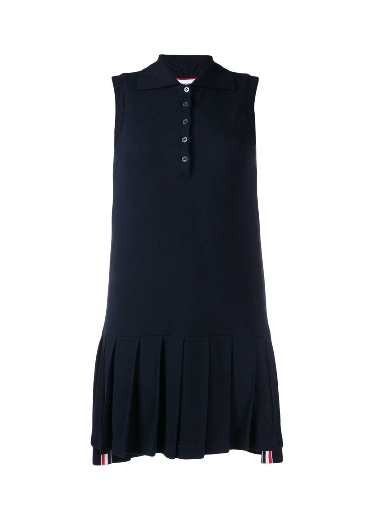 Thom Browne RWB stripe sleeveless pleated tennis dress
