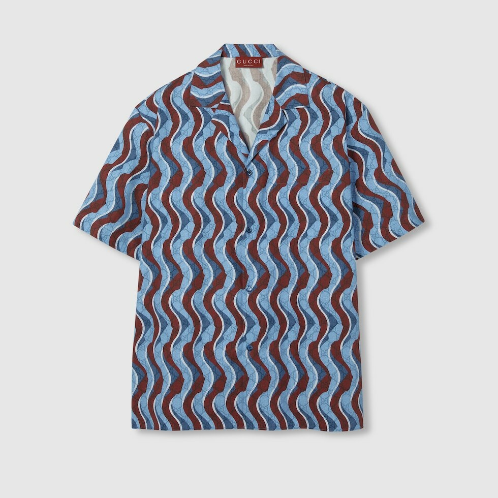 Gucci 794907Z7AJO,Gucci poplin shirt,Gucci graphic shirt,Gucci short sleeves shirt,Gucci graphic shirt mens,Gucci short sleev