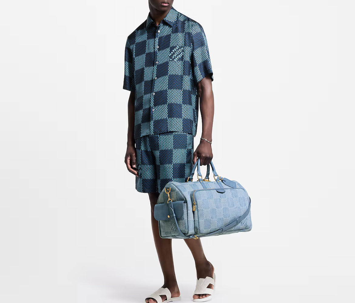 Louis Vuitton 1AHVXV,LV 1AHVXV,Louis Vuitton Damier short sleeved silk shirt,LV shirt sleeved shirt,LV checkered shirt,Louis