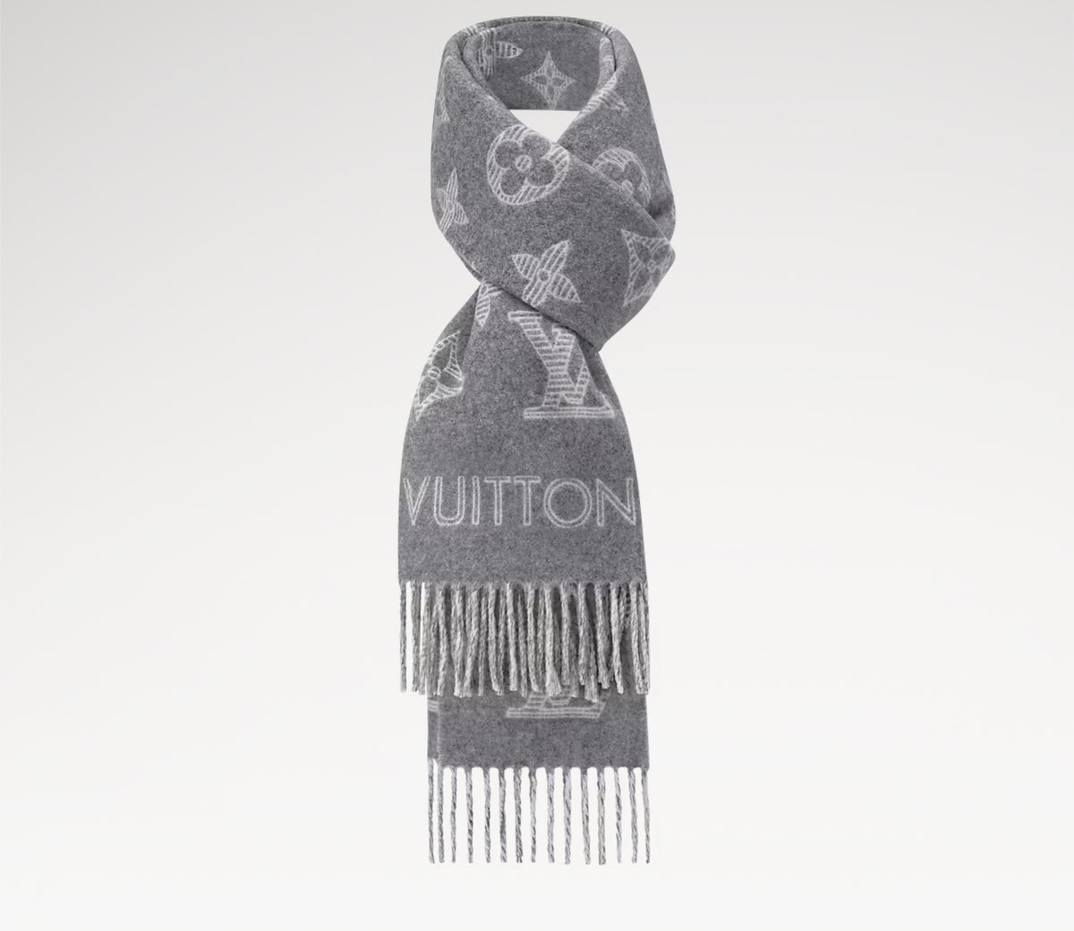 Winniemodo,Winniemodony,Louis Vuitton M79126,LV M79126,Louis Vuitton grey monogram scarf,LV grey scarf,LV scarf grey sale,Lou