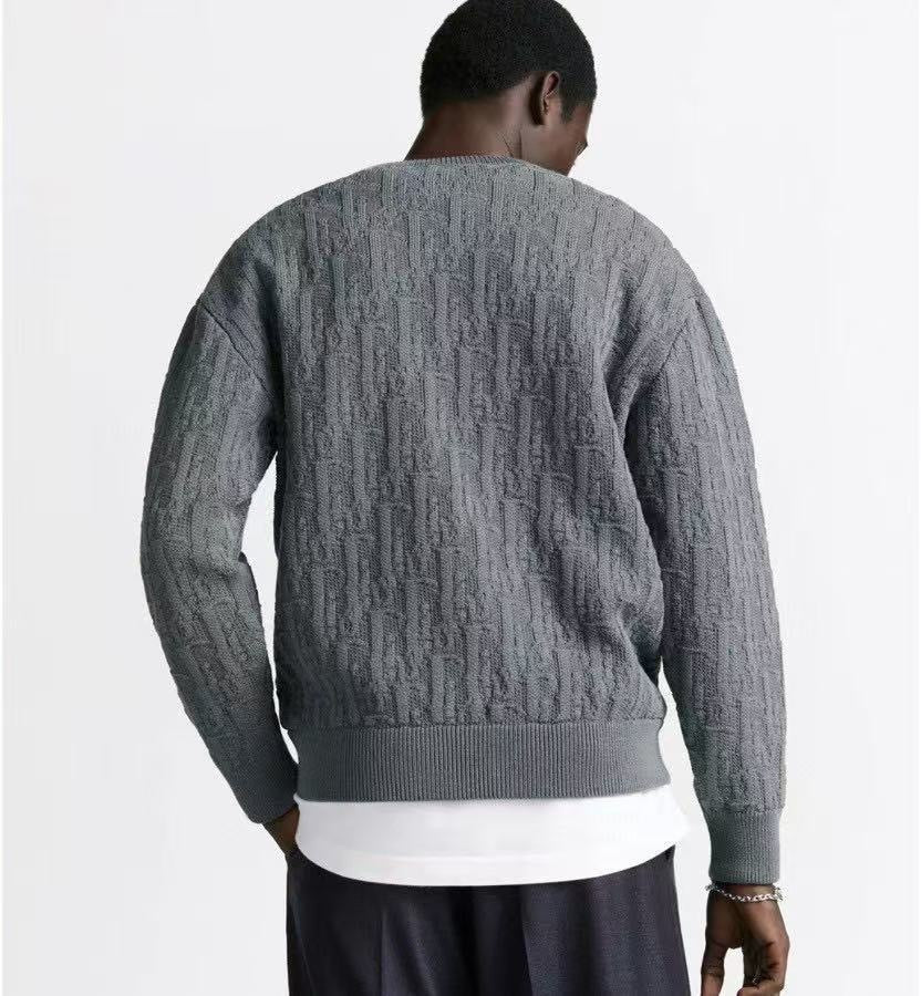 Dior 513M634A7003,Dior sweater grey monogram,Dior sweater men grey,Dior grey sweater monogram,Dior knitwear grey,Dior grey mo