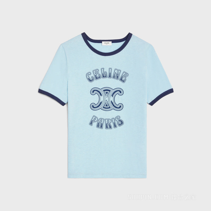 Celine 2X97IA258,Celine T-shirt  jersey,Celine blue T-shirt,Celine blue T-shirt womens,Celine T-shirt,Celine T-Shirt on sale,