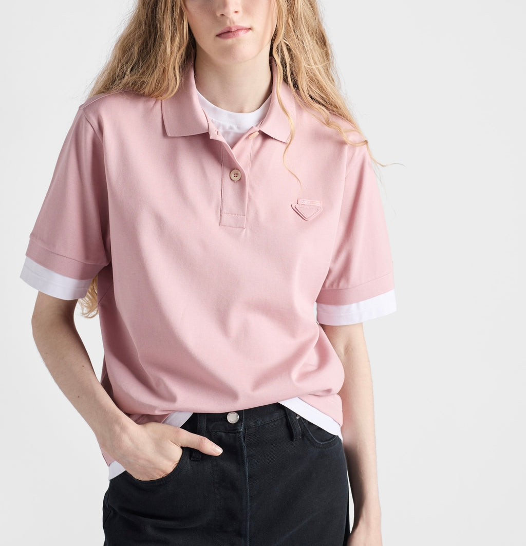 Prada 39586,Prada pique and jersey polo shirt,Prada polo shirt pink,Prada polo shirt light blue,Prada polo shirt sale,Prada p