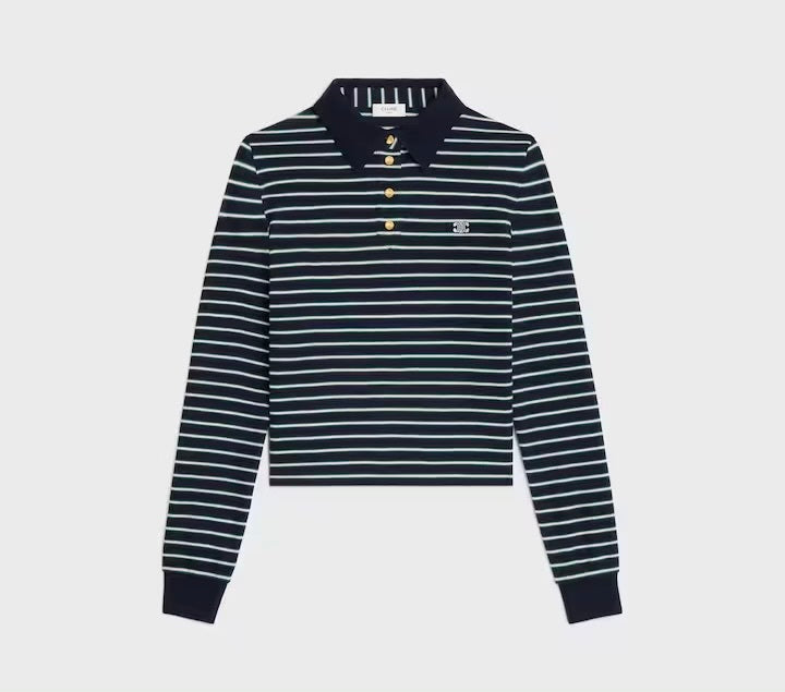 Winniemodo,Winnie modo,Celine RX0990424.GAI7,Celine Triomphe polo in striped,Celine long sleeve polo,Celine long sleeve polo