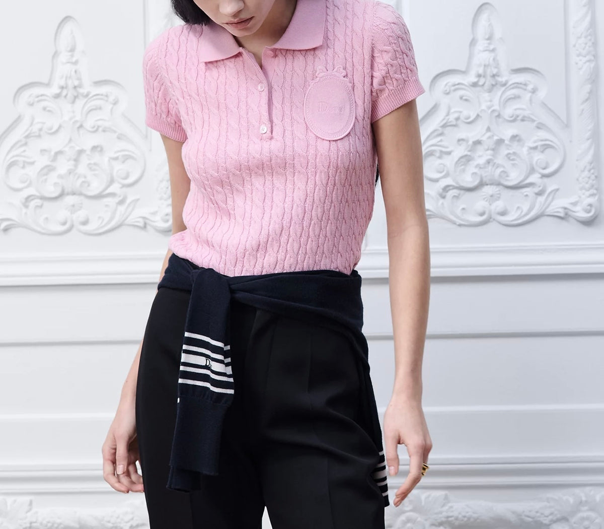 Winniemodo,Winniemodony,Dior 624S17A7111,Dior short sleeve sweater,Dior knit polo pink,Dior clothes outlet,Dior clothes sale,