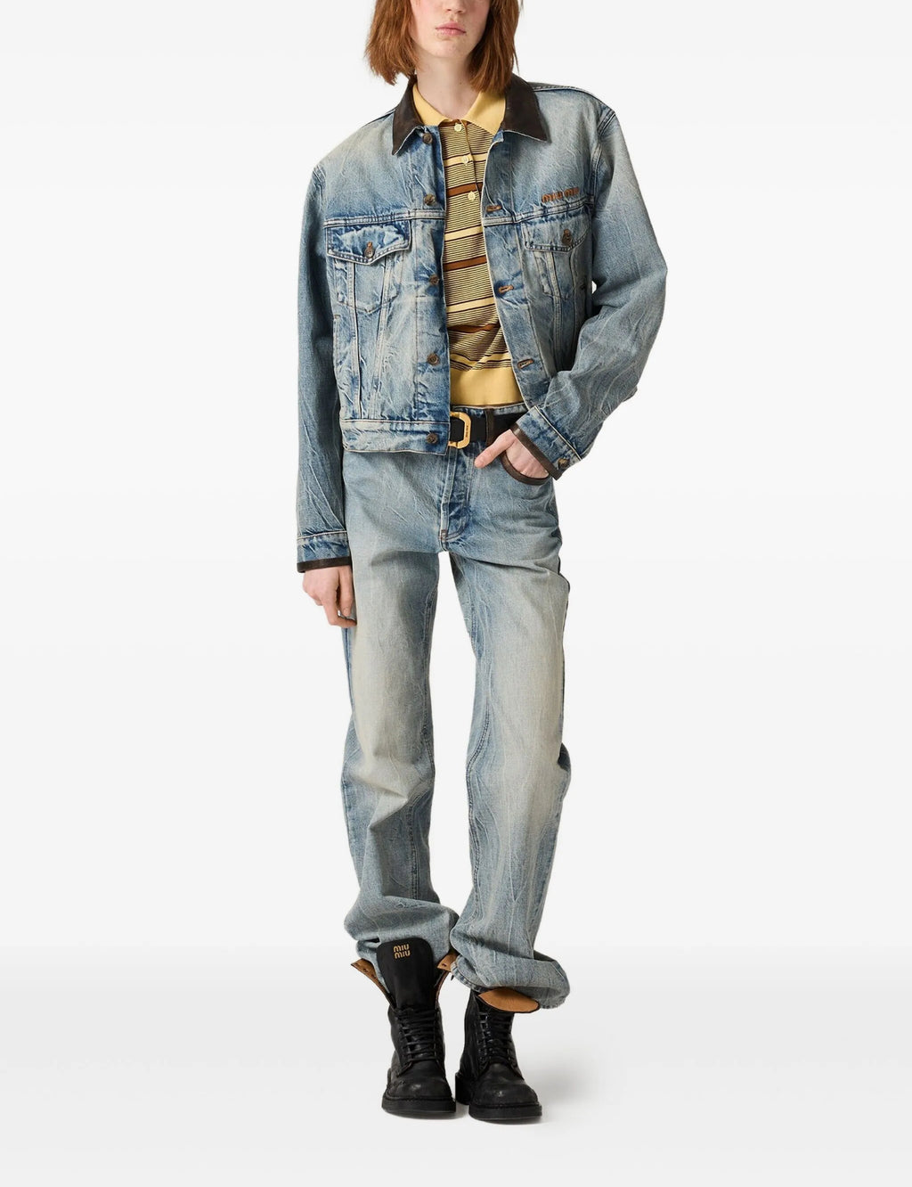Winniemodo,Winnie modo,MIU MIU GWB273,Miu Miu leather denim jacket,Miu Miu denim jacket,MIU MIU denim jacket sale,Miu Miu jac