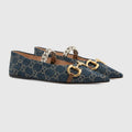 Gucci 635101 2KQ80,Gucci ballet flat with Horsebit,Gucci monogram ballet flat,Gucci point toe ballet flat,Gucci point toe bal