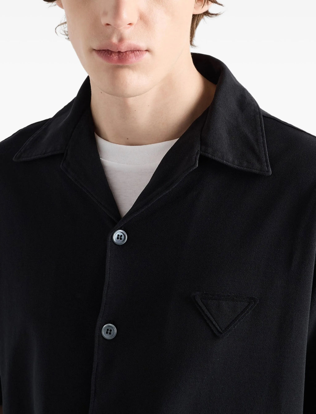 Prada UJN850SOOO16JM,Prada cotton shirt,Prada black shirt,Prada oversize shirt,Prada short sleeve mens shirt,Prada black mens