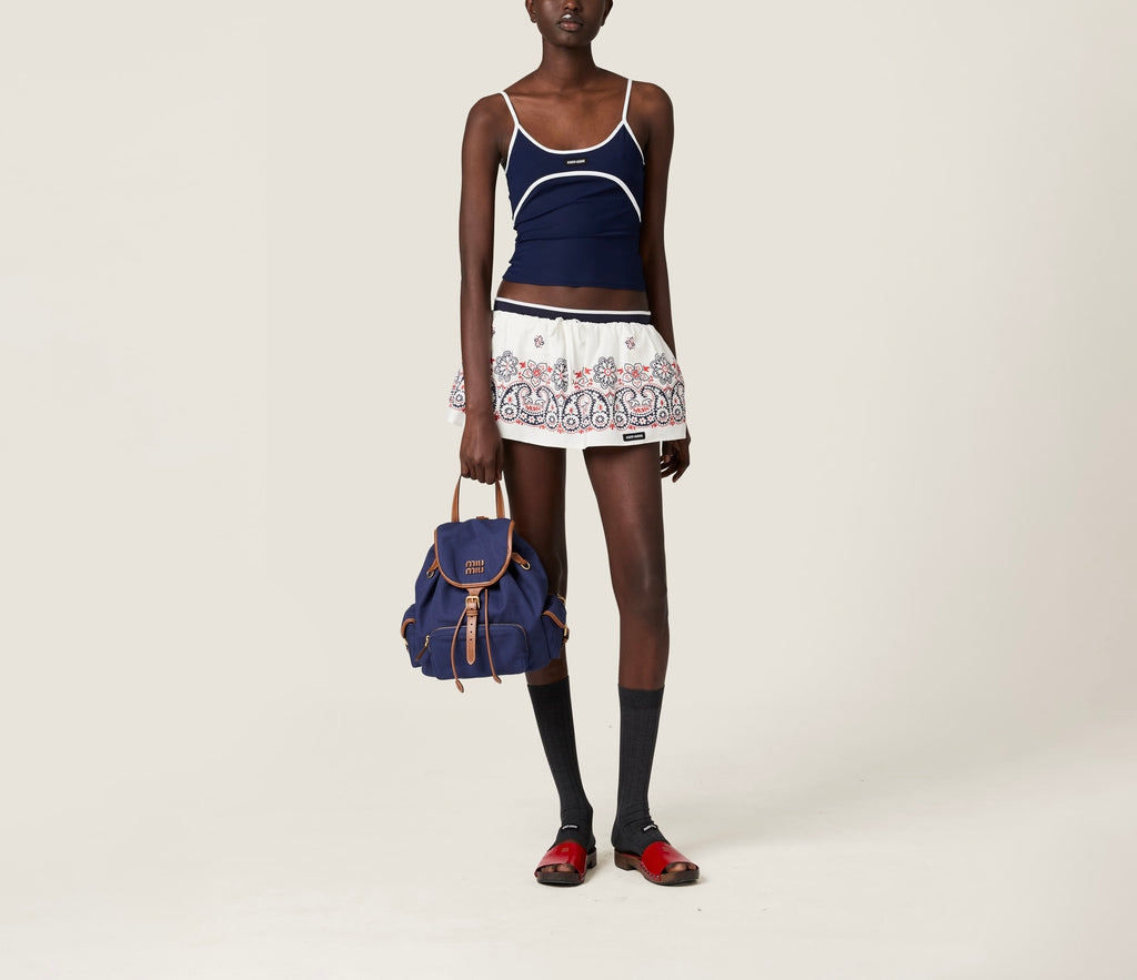 MIU MIU MT2123_122R_F022X_S_OOO,Miu Miu stretch jersey top,MIU MIU blue vest,MIU MIU blue vest,MIU MIU jersey vest,MIU MIU ve