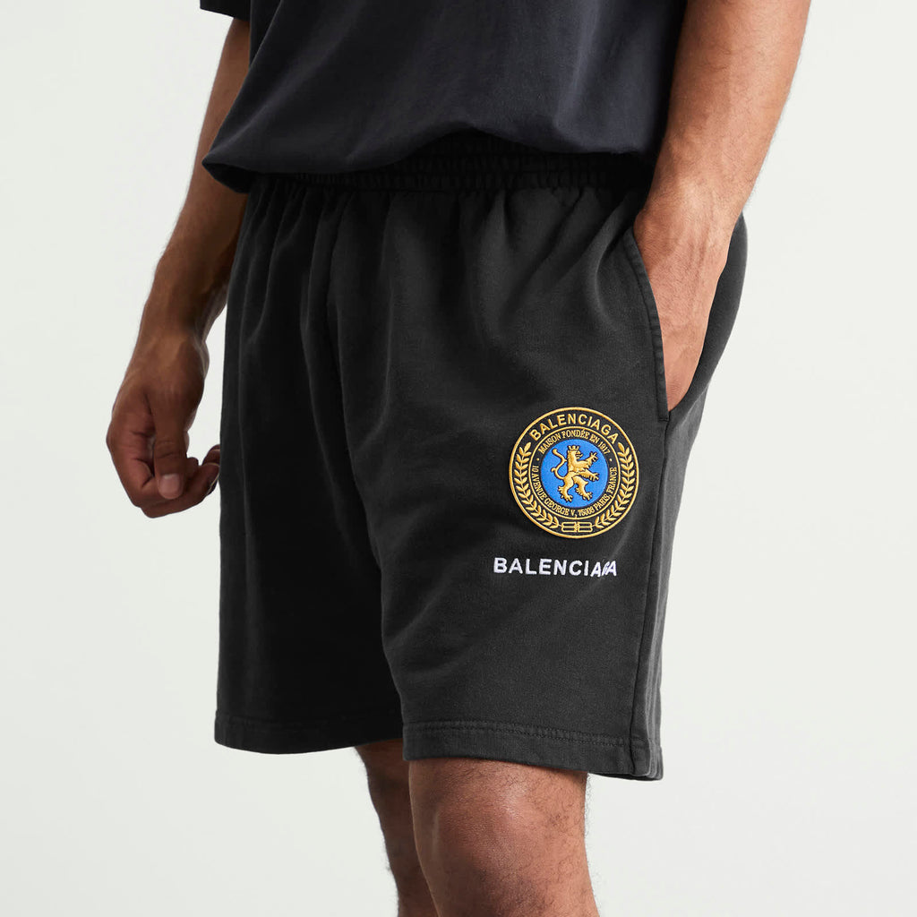 Balenciaga 826385TSVH3,Balenciaga uniform merch dry molleton shorts,Balenciaga uniform merch shorts,Balenciaga shorts black,B