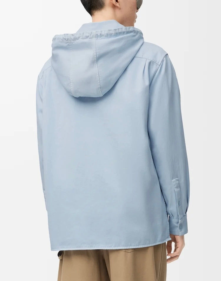Winniemodo,Winnie modo,Loewe H526Y05WEL,Loewe hooded overshirt,Loewe overshirt,Loewe overshirt sale,Loewe shirt blue,Loewe sh