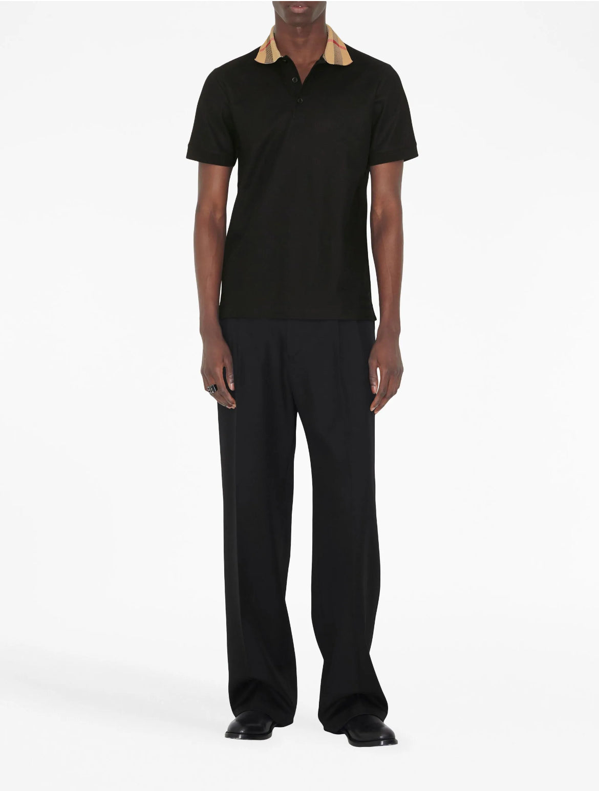Burberry 8071620,Burberry polo shirt black,Burberry polo shirt checkered collar,Burberry polo shirt,Burberry polo shirt men,B