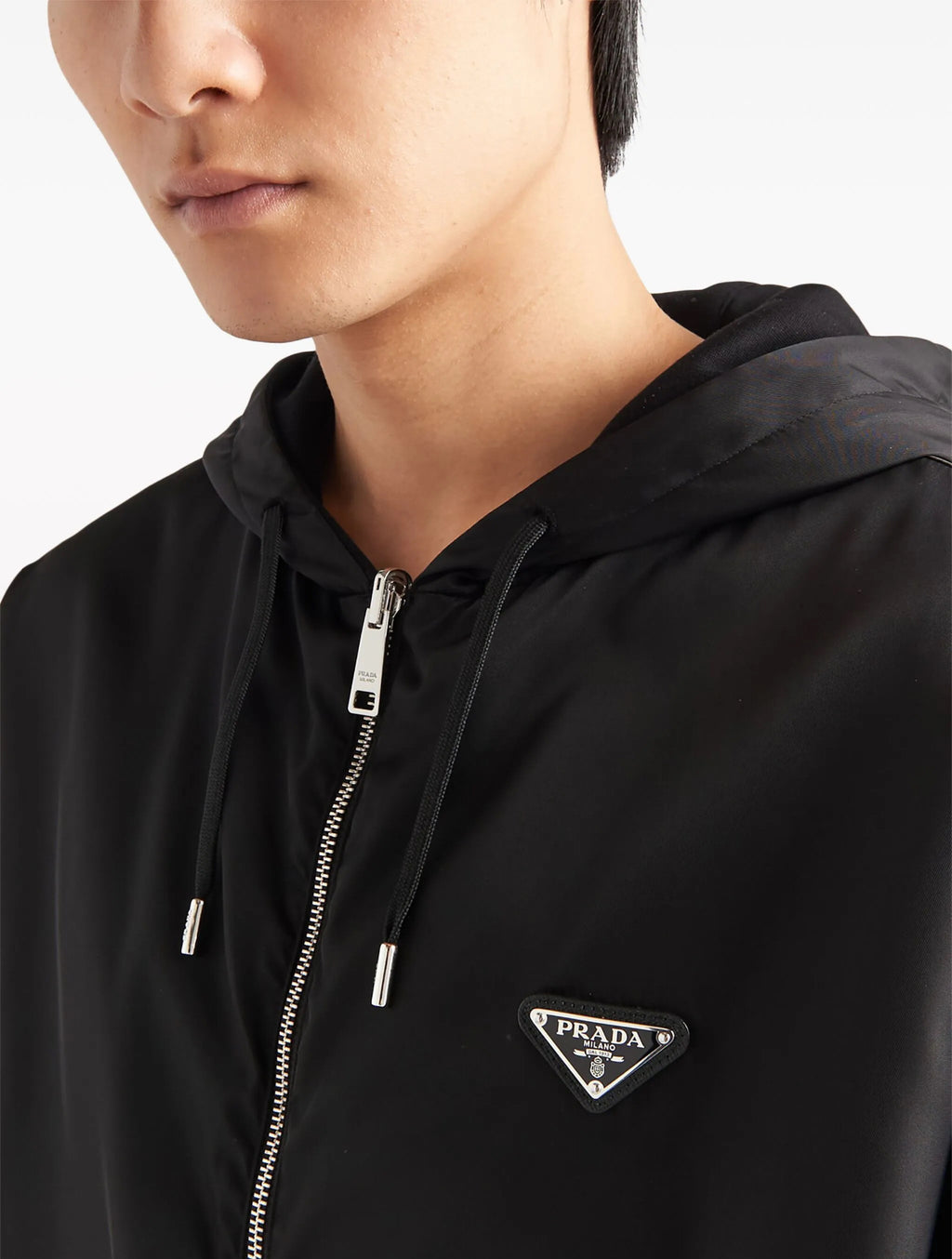 Prada UJL41BSOOO11JE,Prada reversible jacket,Prada zip up jacket,Prada black jacket,Prada jacket black mens,Prada triangle lo