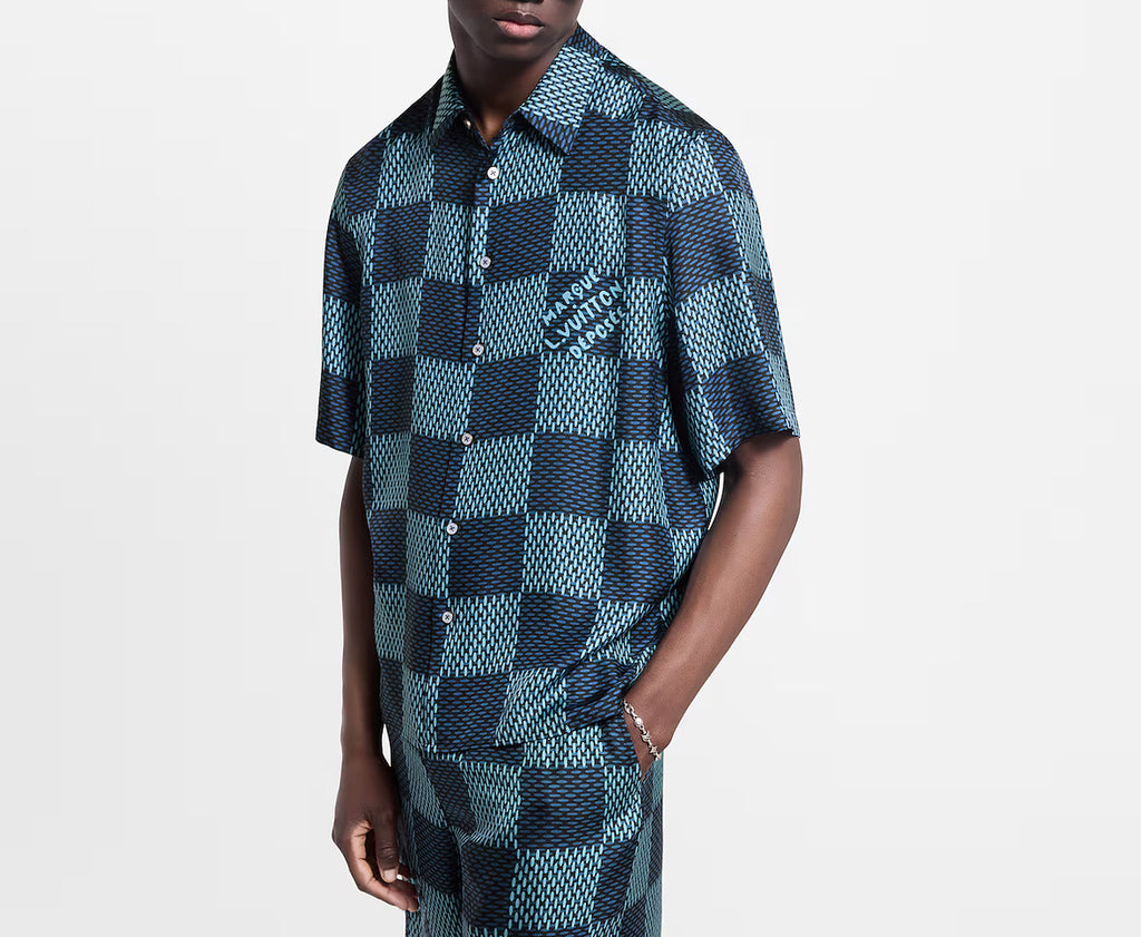 Louis Vuitton 1AHVXV,LV 1AHVXV,Louis Vuitton Damier short sleeved silk shirt,LV shirt sleeved shirt,LV checkered shirt,Louis