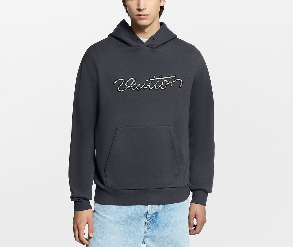 Winniemodo,Winniemodony,Louis Vuitton 1AJCFN,LV 1AJCFN,LV embellished signature hoodie,Louis Vuitton grey hoodie,LV grey hood