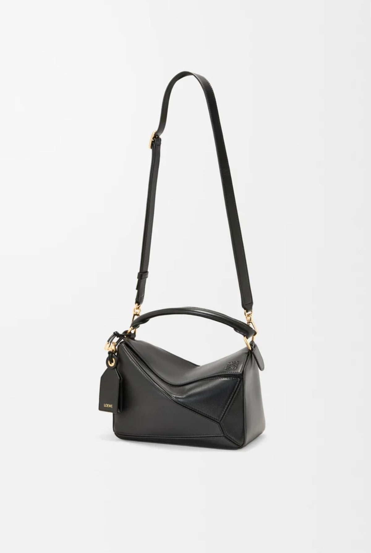 Loewe puzzle bag,Loewe puzzle black bag,Loewe puzzle bag small,Loewe small featherlight puzzle bag,Loewe bag,Loewe Lambskin p