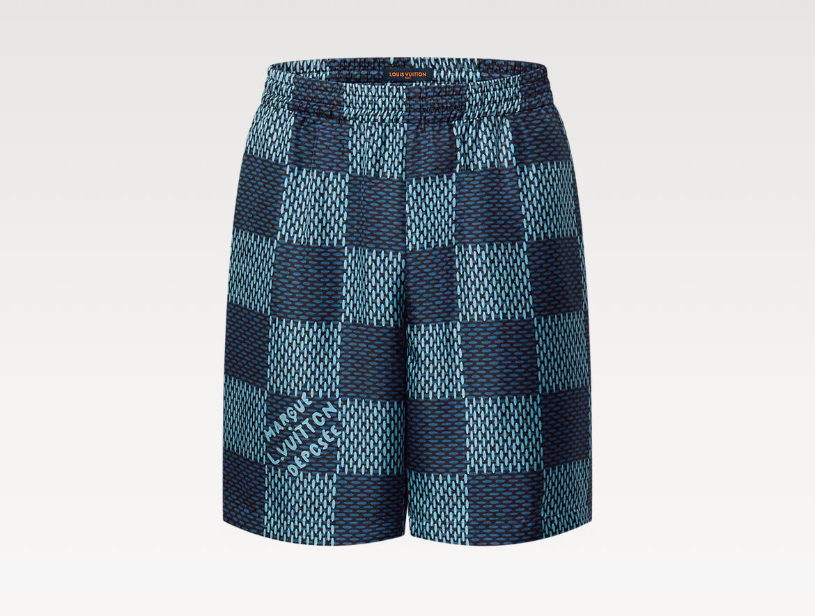 Louis Vuitton 1AHVT9,LV 1AHVT9,Louis Vuitton Damier silk shorts,LV Damier silk shorts,Louis Vuitton checkered shorts,LV check