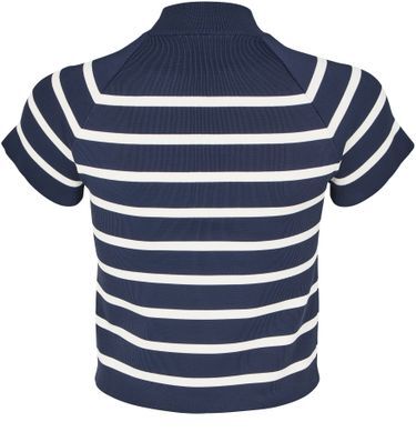 MIU MIU MMR44117NCF0761,Miu Miu striped mock turtleneck sweater,Miu Miu striped sweater,Miu Miu striped blue sweater,MIU MIU