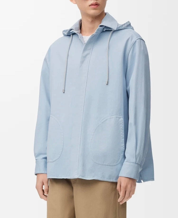Winniemodo,Winnie modo,Loewe H526Y05WEL,Loewe hooded overshirt,Loewe overshirt,Loewe overshirt sale,Loewe shirt blue,Loewe sh
