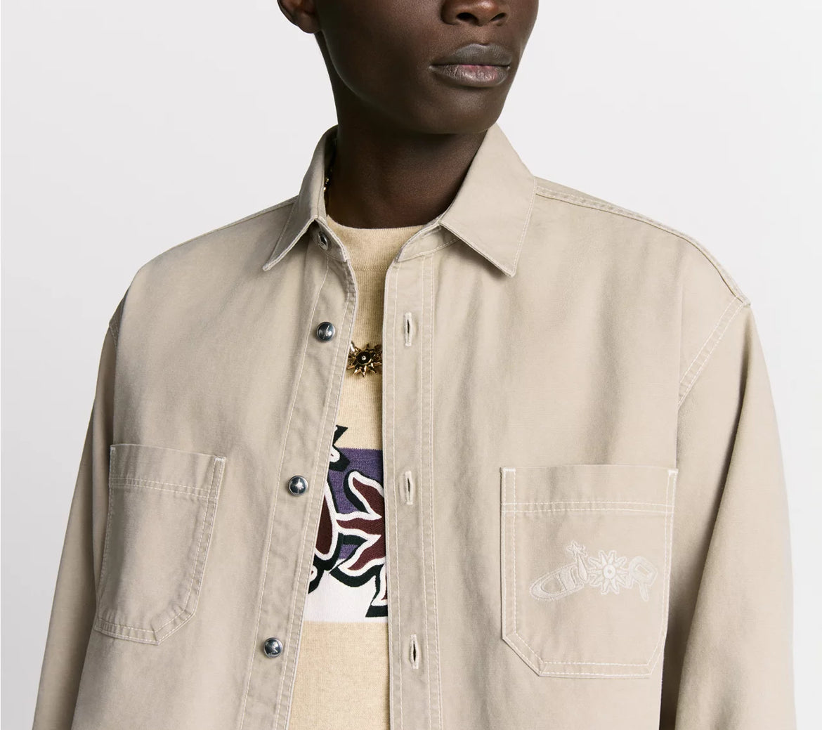 Dior 513D587A3003,Dior and Lewis Hamilton cotton shirt,Dior x Lewis Hamilton beige shirt,Dior X Lewis Hamilton shirt,Dior shi