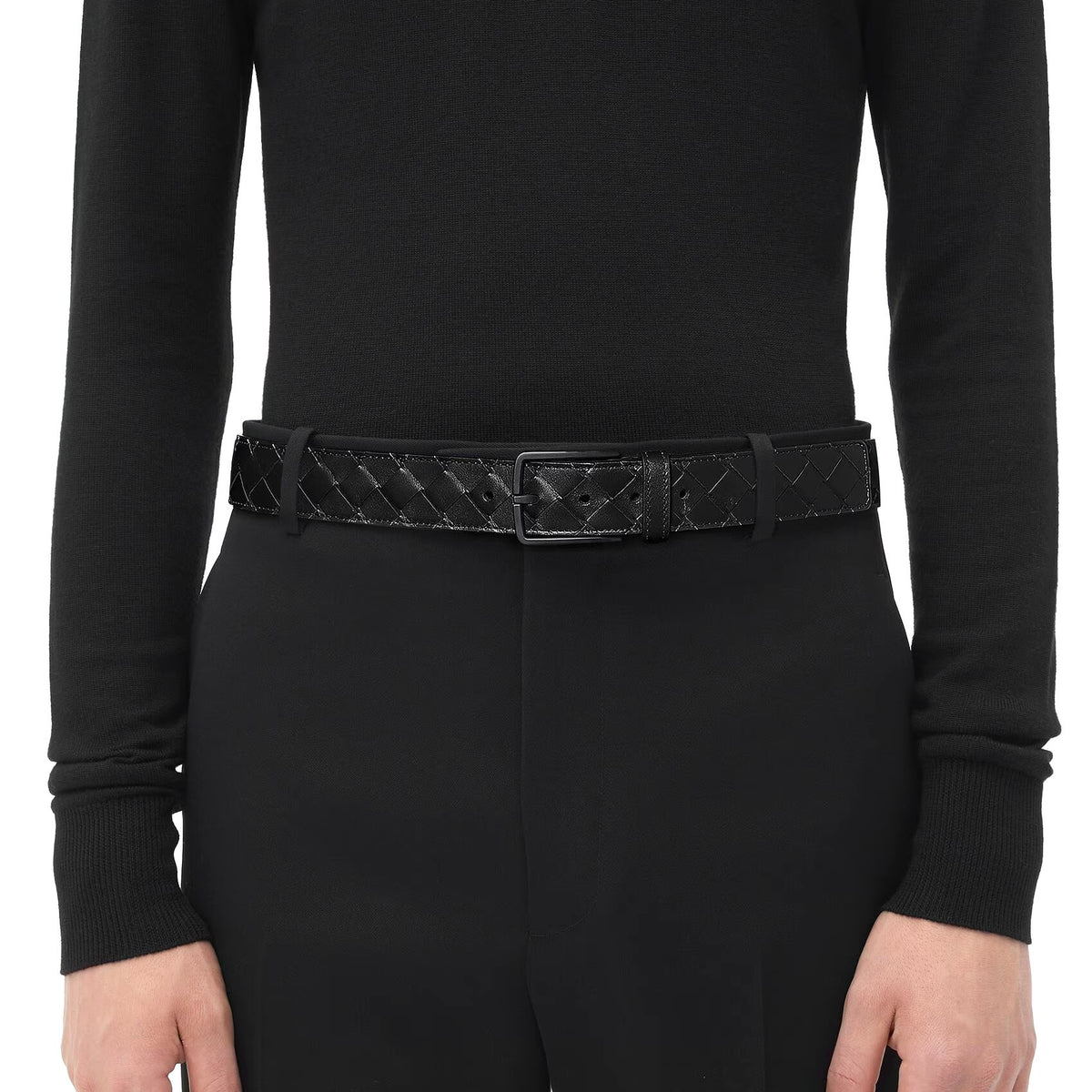 Bottega Veneta 609182V3IM18984,BV 609182V3IM18984,Bottega Veneta Intrecciato Belt,BV Intrecciato Belt,Bottega Veneta black Be