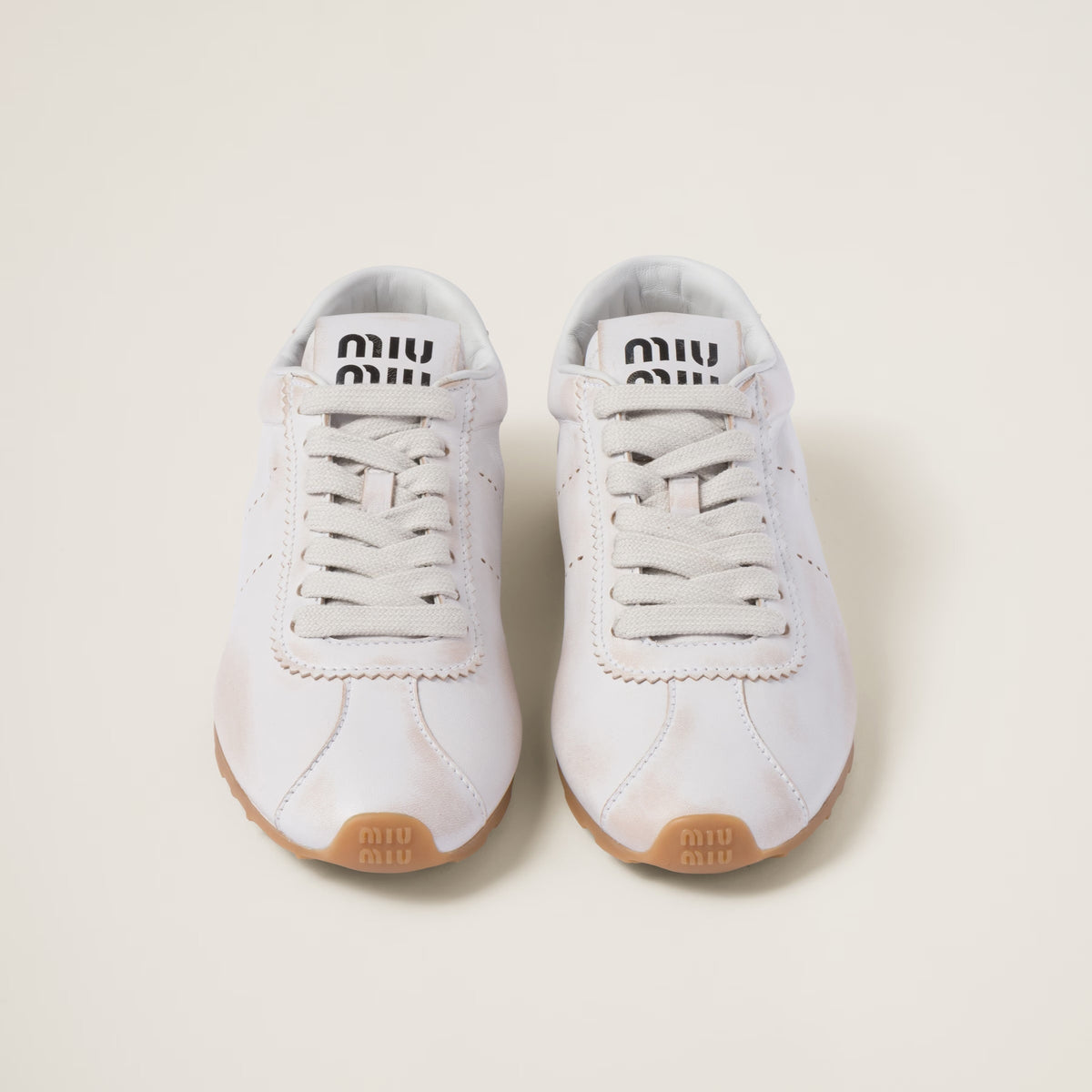 Miu Miu bleached nappa leather sneakers,Miu Miu women's,Miu Miu 5E114E ,Miu Miu outlet,Miu Miu sneakers,Miu Miu online shop,M