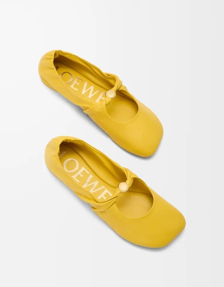 Loewe IDL815466X46,Loewe pebble soft ballerina in nappa lambskin,Loewe ballerina flats,Loewe ballerina flats yellow,Loewe bal