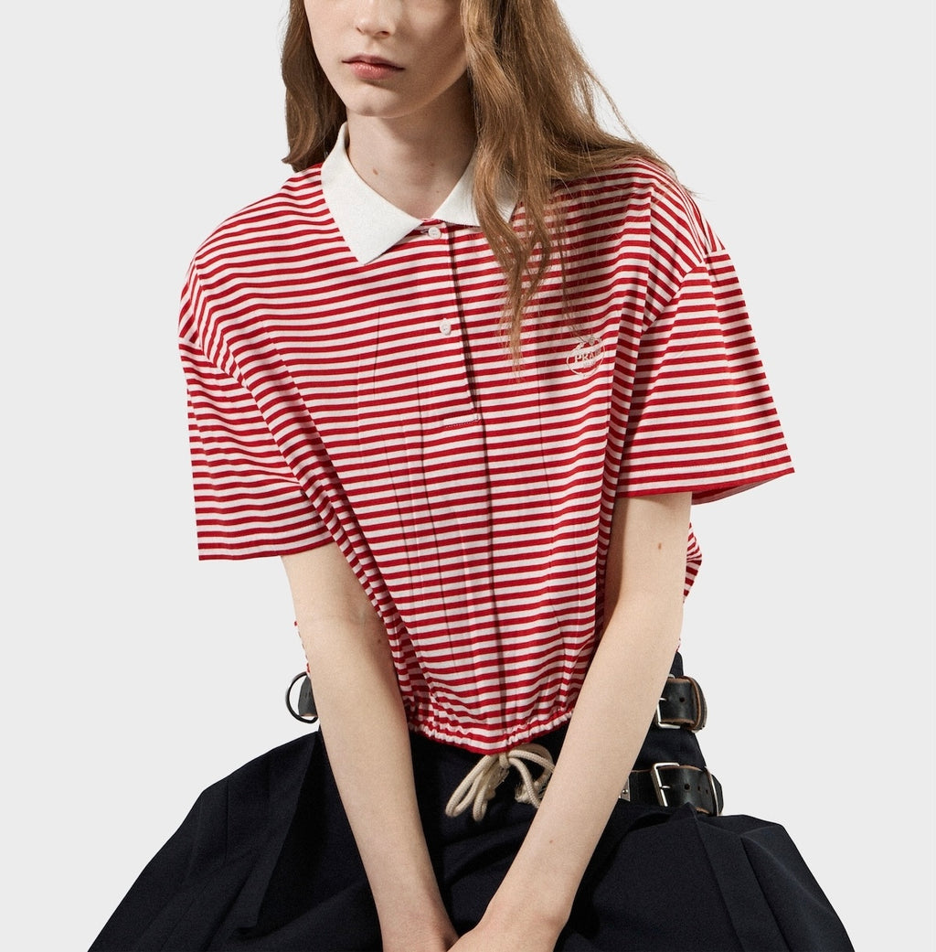 Prada 3558BRSOOO16ZU,Prada striped polo shirt,Prada striped red polo shirt,Prada womens polo shirt,Prada polo shirt red strip