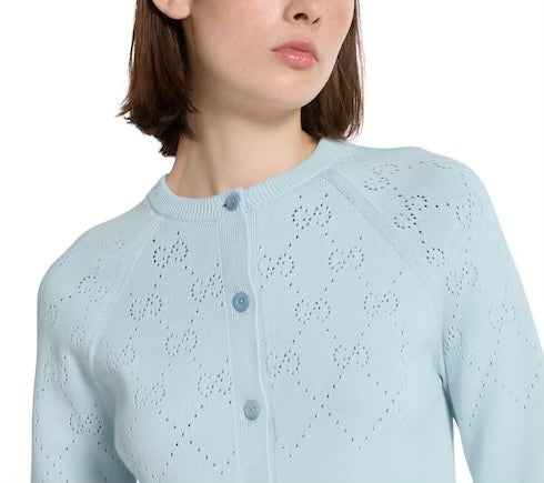 Gucci 836379 XKE02,Gucci GG cotton cardigan,Gucci GG logo blue cardigan,Gucci blue cardigan,Gucci blue GG monogram cardigan,G