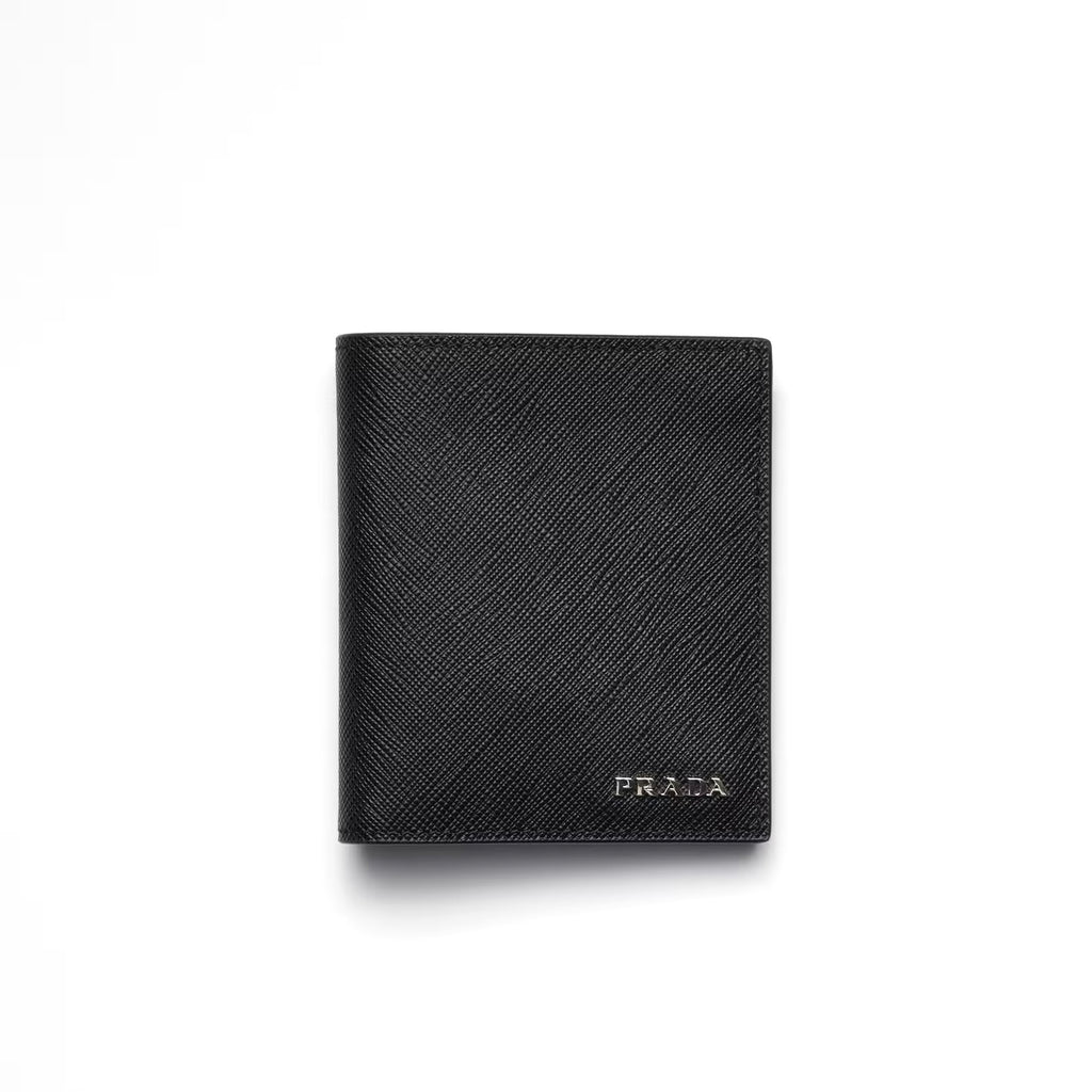 Prada 2MO004,Prada Saffiano leather wallet,Prada Saffiano silver metal,Prada leather wallet,Prada mens wallet,Prada wallet on