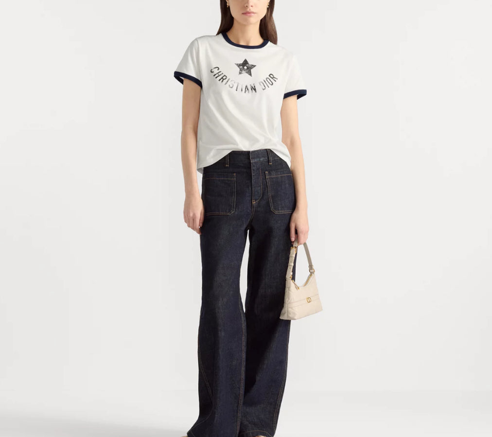 Dior 543T07A4537,Dior dioriviera T-shirt,Dior dioriviera white T-shirt,Dior star T-shirt,Dior white womens T-shirt,Dior white
