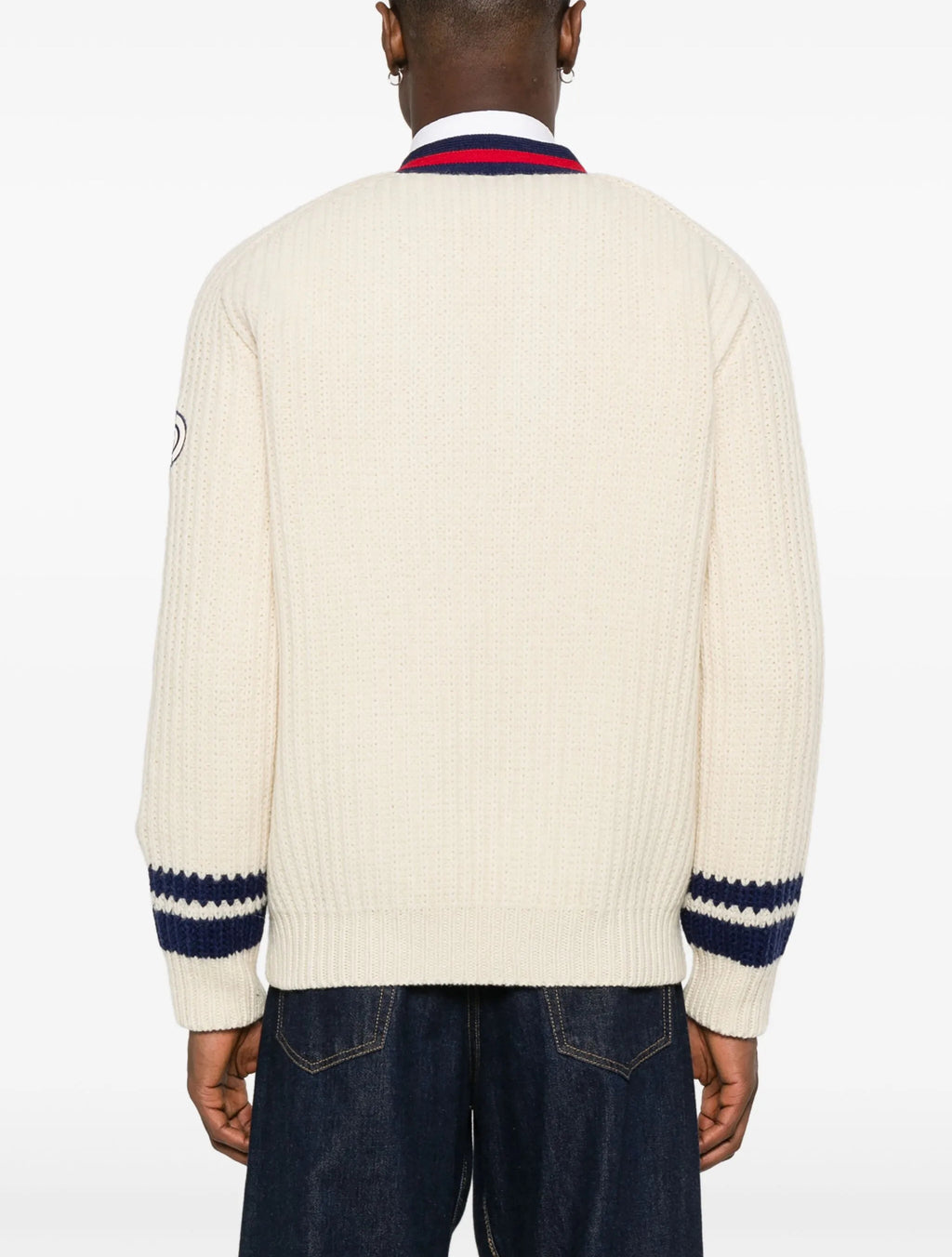 Winniemodo,Winnie modo,Gucci 763373 XKDPC,Gucci web stripe trim cardigan,Gucci cardigan,Gucci cardigan white,Gucci cardigan m