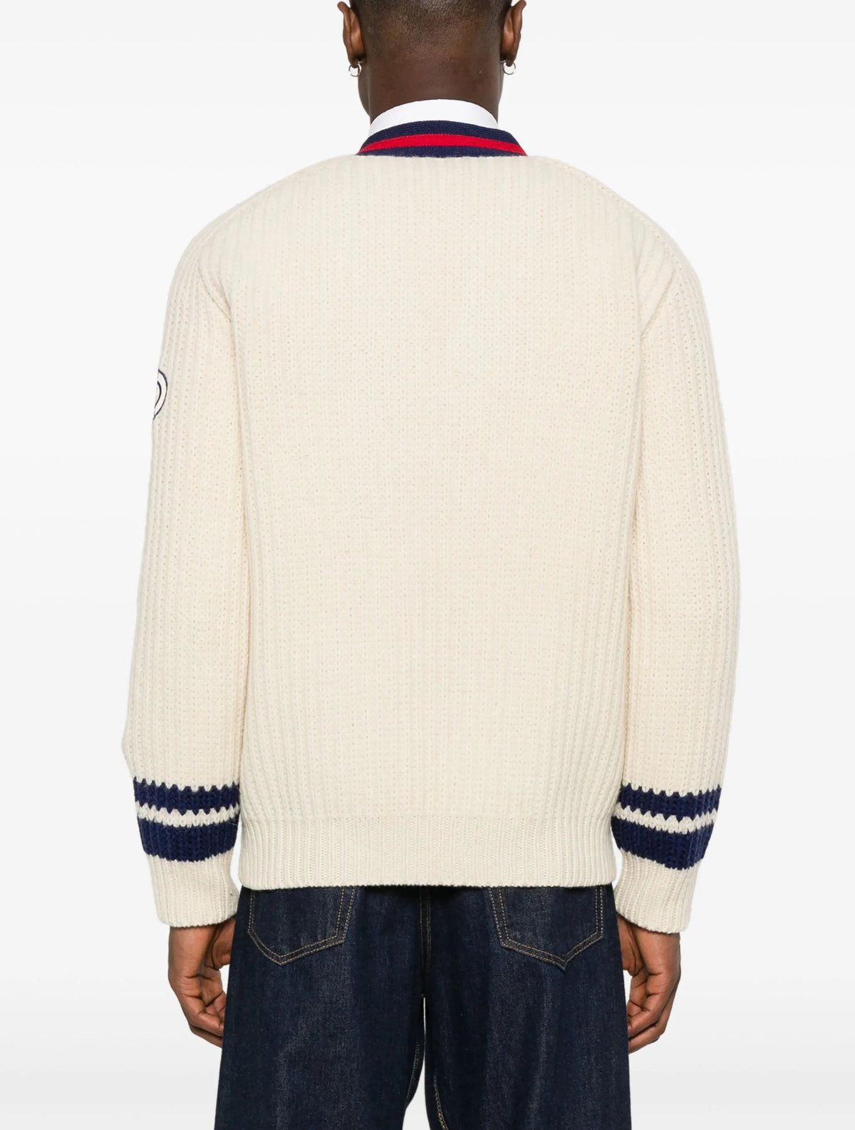 Winniemodo,Winnie modo,Gucci 763373 XKDPC,Gucci web stripe trim cardigan,Gucci cardigan,Gucci cardigan white,Gucci cardigan m