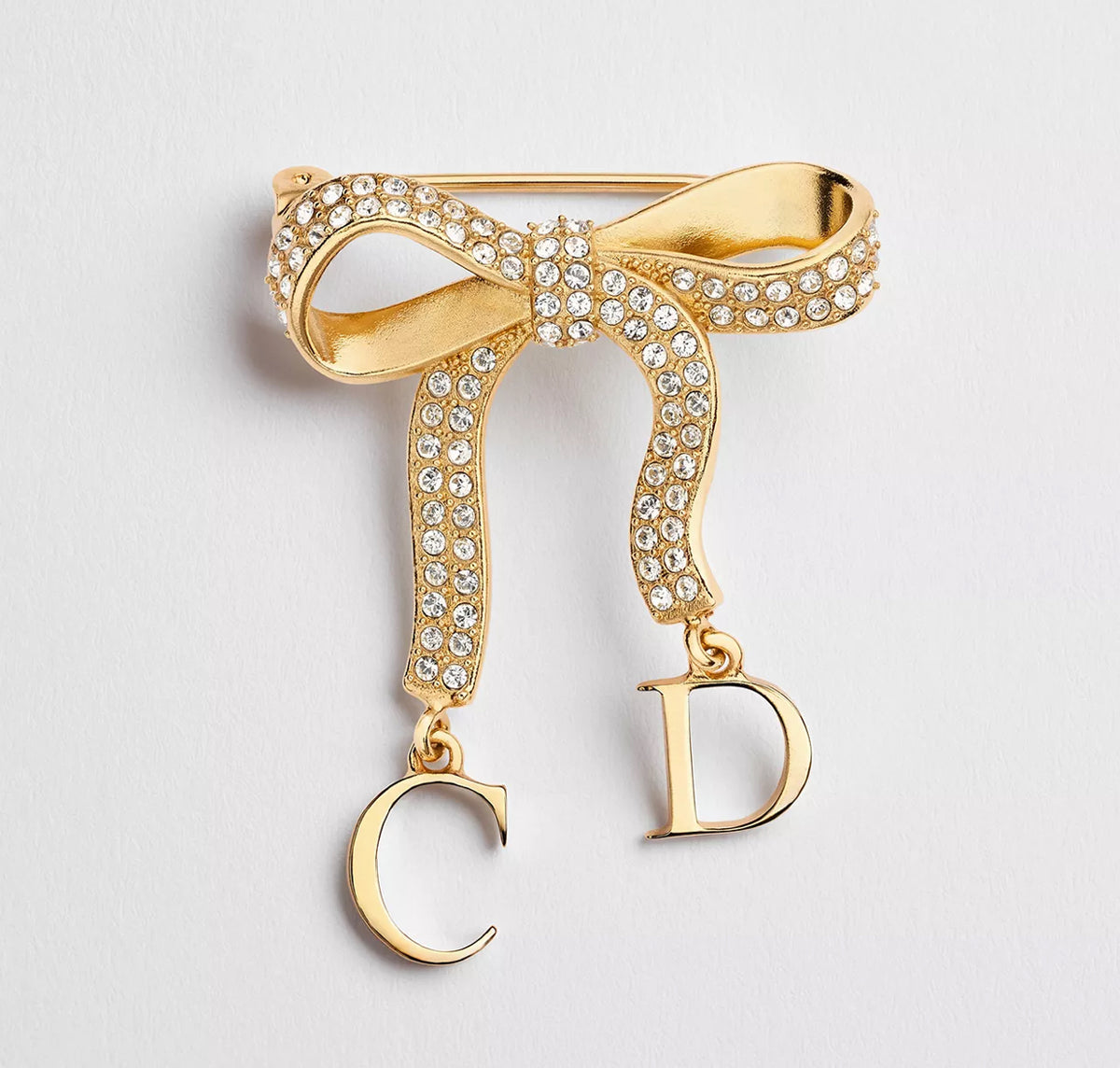 Winniemodo,Winniemodony,Dior V1975WOMCY,Dior brooch gold,Dior ribbon brooch,Dior brooch rhinestone,Dior brooch gold sale,Dior