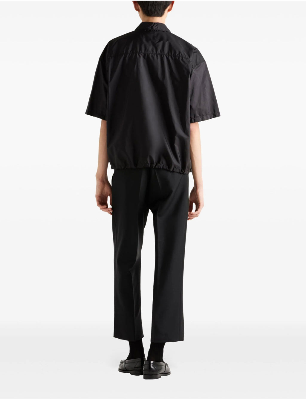 Prada SC758SOOO1WQ9,Prada re-nylon black shirt,Prada re-nylon men black shirt,Prada short sleeve shirt,Prada black shirt,Prad