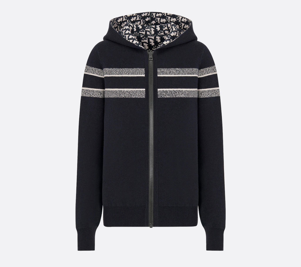 Dior reversible zipped cardigan with hood