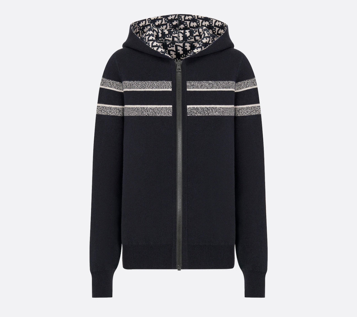 Dior reversible zipped cardigan with hood