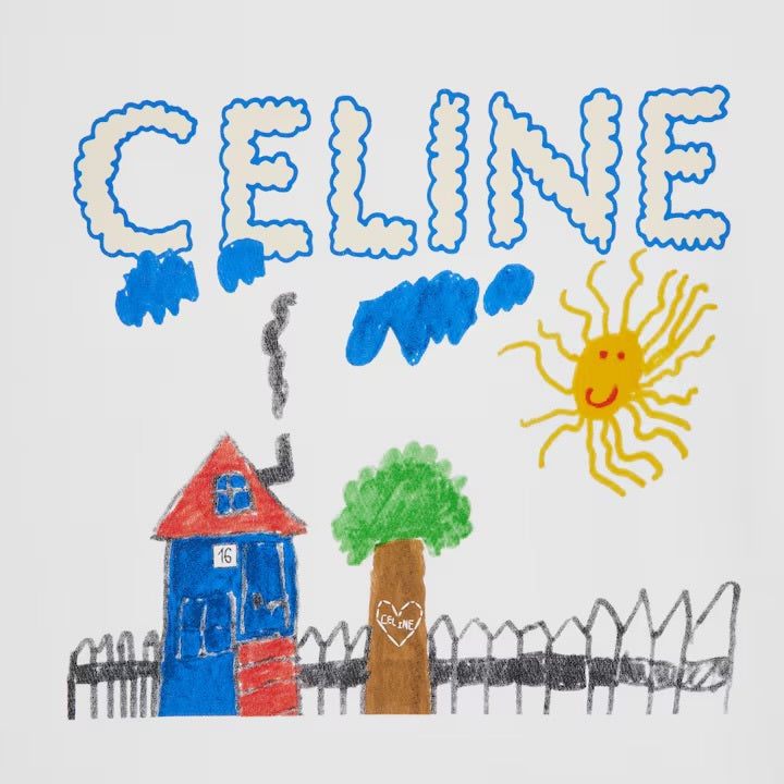 Celine RX0D5507Z.01MU,Celine RX0D5507Z.GDD7,Celine loose T-shirt in cotton jersey,Celine drawing print t-shirt,Celine Home pr
