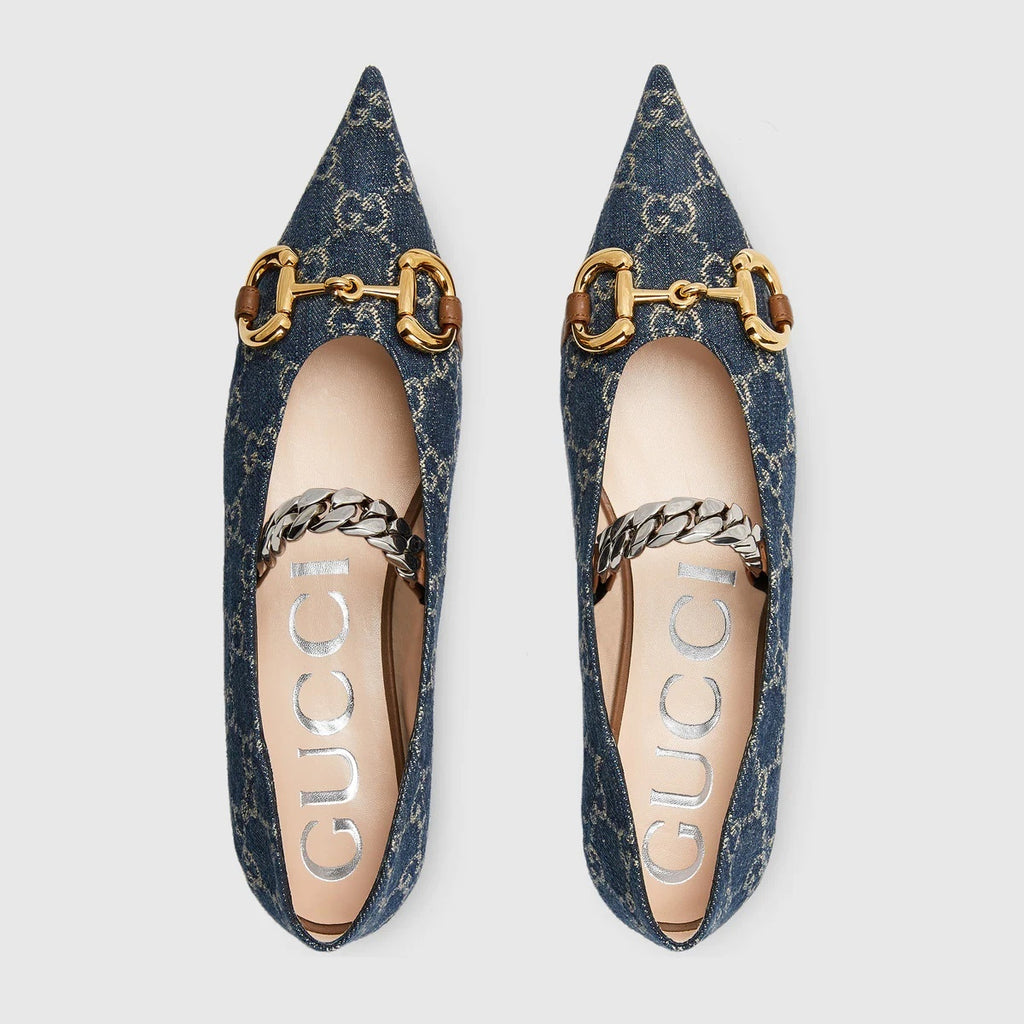 Gucci 635101 2KQ80,Gucci ballet flat with Horsebit,Gucci monogram ballet flat,Gucci point toe ballet flat,Gucci point toe bal