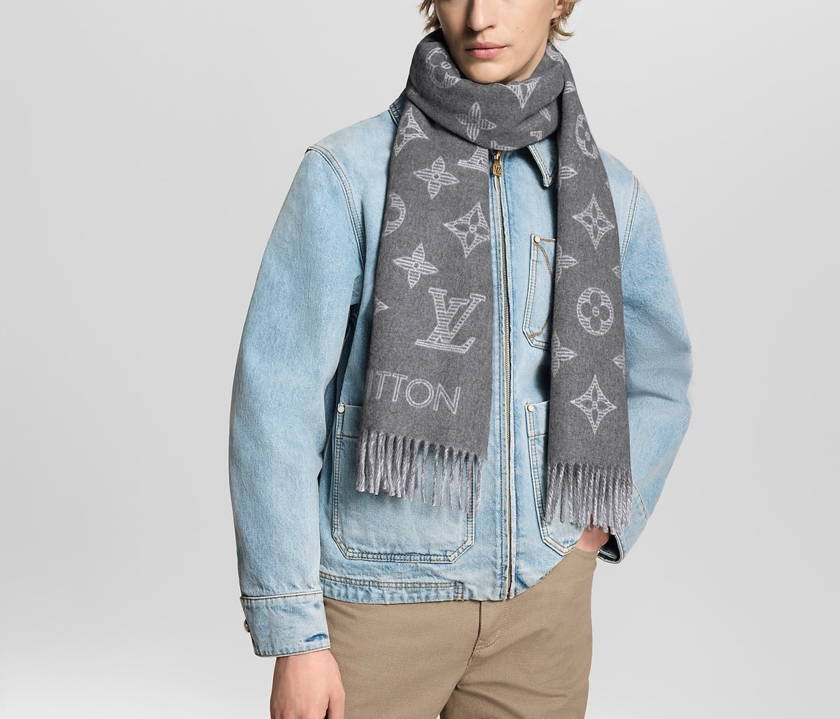 Winniemodo,Winniemodony,Louis Vuitton M79126,LV M79126,Louis Vuitton grey monogram scarf,LV grey scarf,LV scarf grey sale,Lou