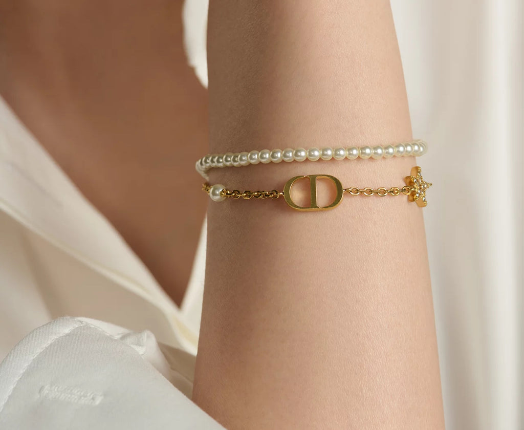 Dior Petit CD bracelet,Dior pearl bracelet,Dior CD bracelet with pearls,Dior CD silver pearls bracelet,Dior silver pearls bra